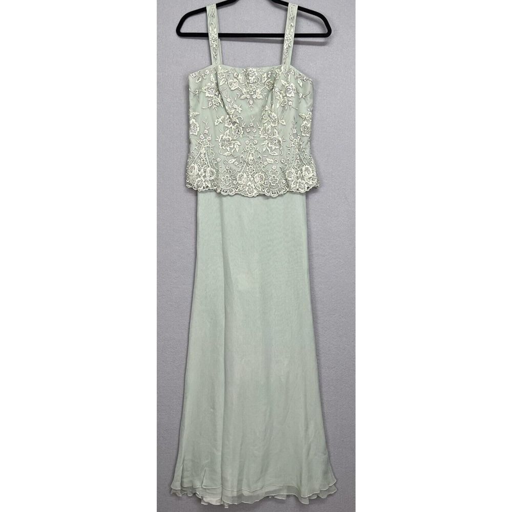 Cameron Blake by Mon Cheri Mother Of Bride Formal Lace-Beaded Green Dress Size 6